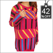Round Neck Multi Color Striped Wool Sweater