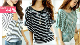 Batwing Short Sleeve Striped T-shirts