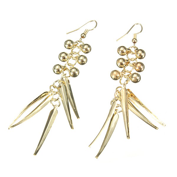 $1.39 For Gold Silver Beads Spike Rivet Long Tassel Ear Drop Earrings For Women by HongKong BangGood network Ltd.