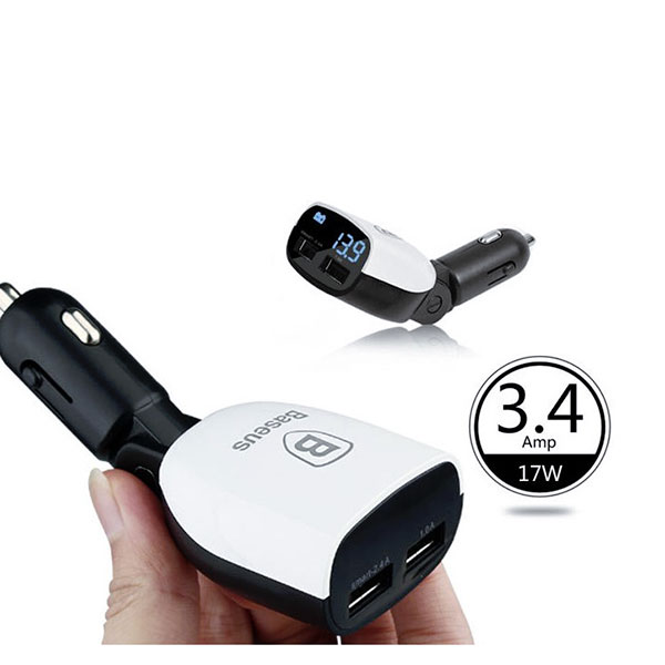 

Baseus Dual USB Smart Car Charger For Tablet Cellphone