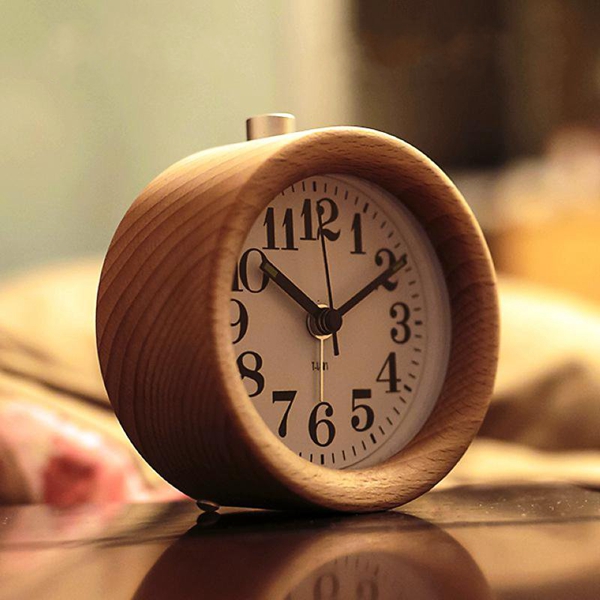  Beech Wood Alarm Clock Noctilucence Mute Creative Solid Wood Alarm Clock