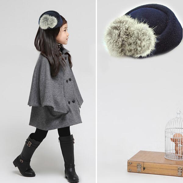 

Children Artificial Rabbit Fur Ball Hat Hairpin Adult Stewardess Cap