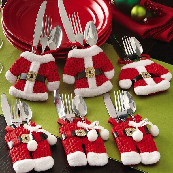 $5.59 For 6Pcs Santa Claus Christmas Fork Spoon Cutlery Holder Holiday Decor by HongKong BangGood network Ltd.