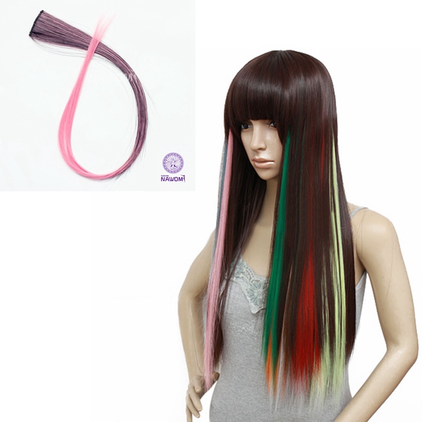 

NAWOMI 1Pcs Clip In Heat Friendly Resistant Synthetic Hair Extension Hair Piece Ombre
