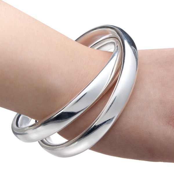 $6.39 For 925 Silver Cuff Bracelet Double Intersect Circle Bangle Unisex by HongKong BangGood network Ltd.