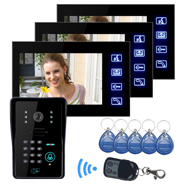 ENNIO SY806MJIDS13 7inch TFT Video Door Phone Doorbell with 3 Monitor