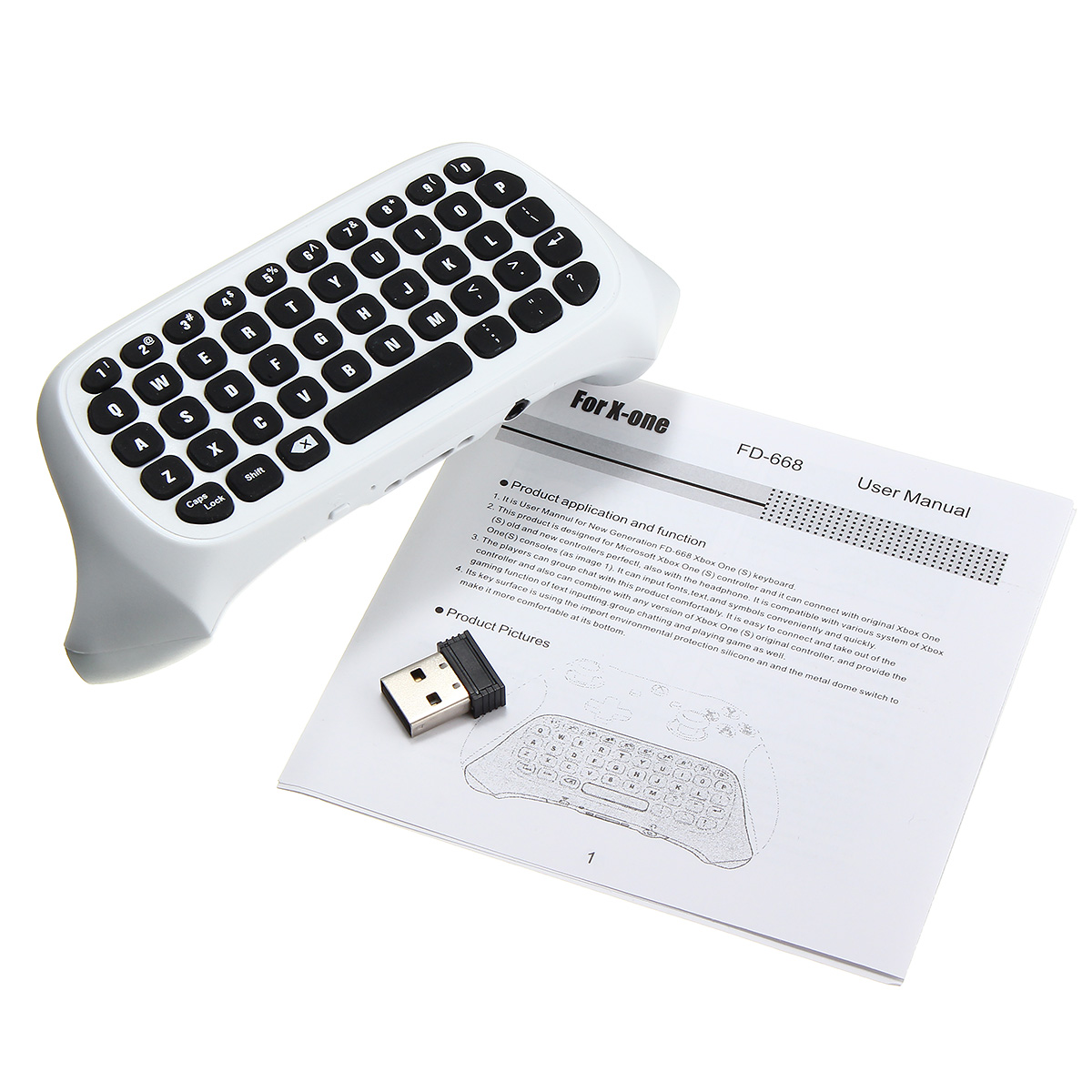 2.4G White Wireless Message Chatpad Keyboard KeyPad For Xbox One S Controller 51