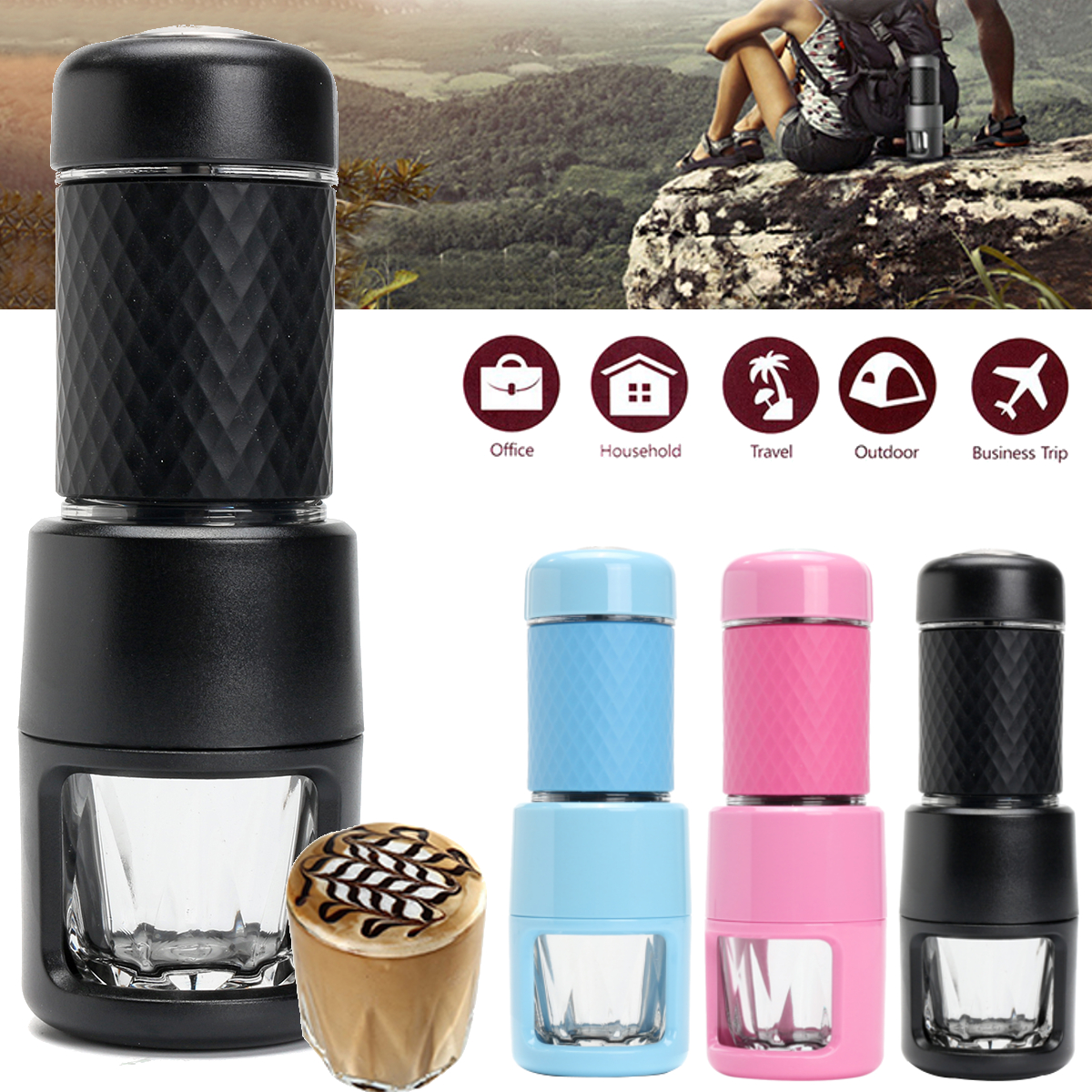 Portable Coffee Maker Travel Handheld Mini Manual Espresso Machine For Outdoor Camping Home Use 16