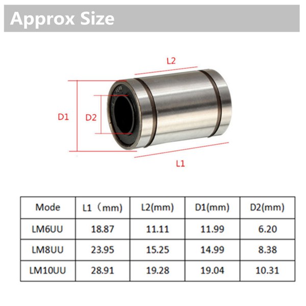 LM6UU/LM8UU/LM10UU Linear Bearing Steel 3D Printer Accessories 4