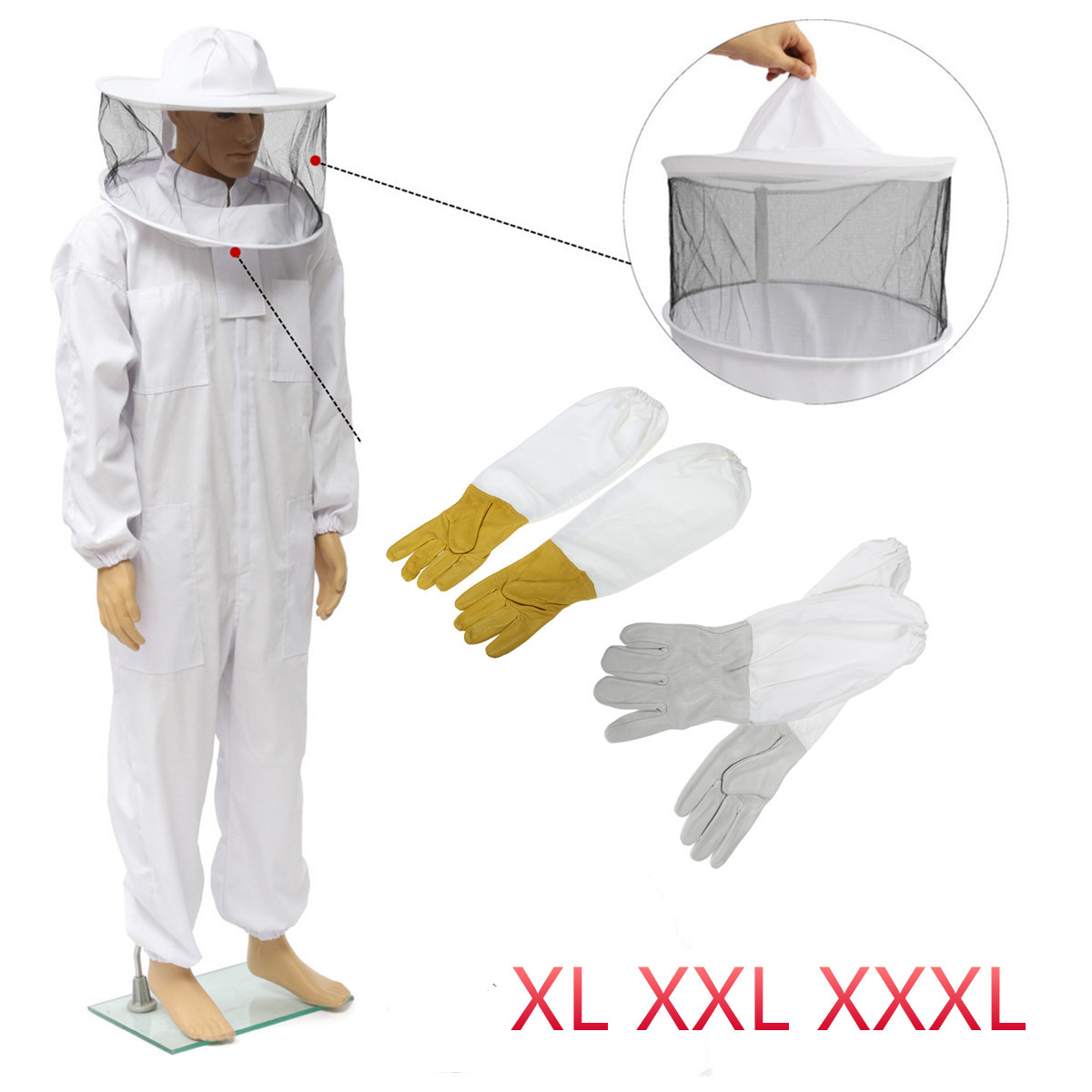 Beekeepers Bee Keeping Cotton Full Protector Suit With Veil Hat Hood Bee Suit XL XXL XXL 12
