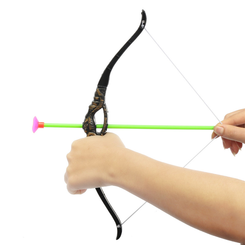 Plastic Bow Arrow Archery Simulation Bronze Sucker Bow Arrow Suit For Children Kids Game Toy - Photo: 3