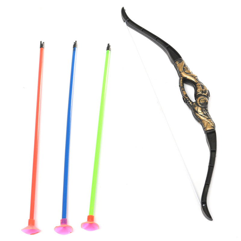 Plastic Bow Arrow Archery Simulation Bronze Sucker Bow Arrow Suit For Children Kids Game Toy - Photo: 2