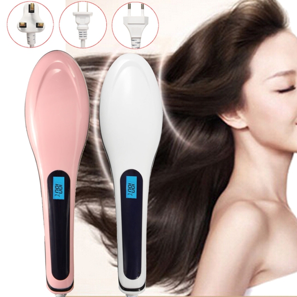 LCD Fast Hair Straightener Comb with 3 Plugs