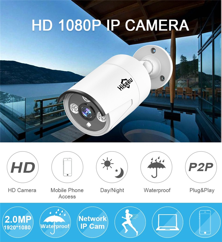 Hiseeu HB612 1080P 2.0MP POE Mini Bullet IP Camera ONVIF P2P IP66 Waterproof Outdoor IR CUT Night Vision Cam 51
