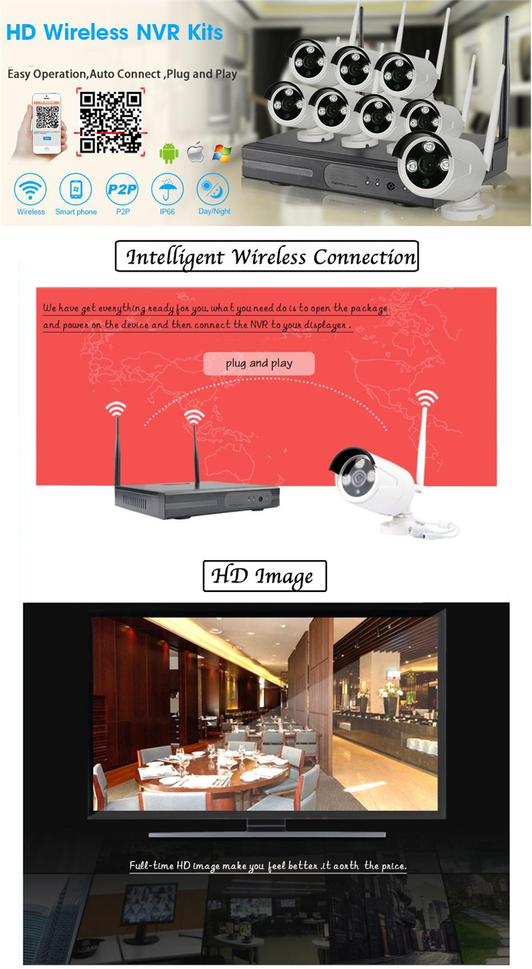 Hiseeu 960P Wireless CCTV 8CH NVR Kit Outdoor IR Night Vision IP WiFi Camera Security Surveillance EU Plug 6