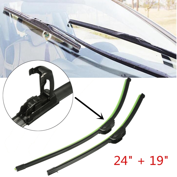 Pair 24 inch 19 inch Universal J-Hook Car Window Windshield Wiper Blade