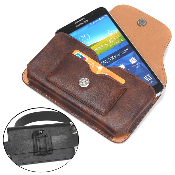 Universal Leather Wallet Card-slot Waist Bag For Phone Under 6.3 Inch