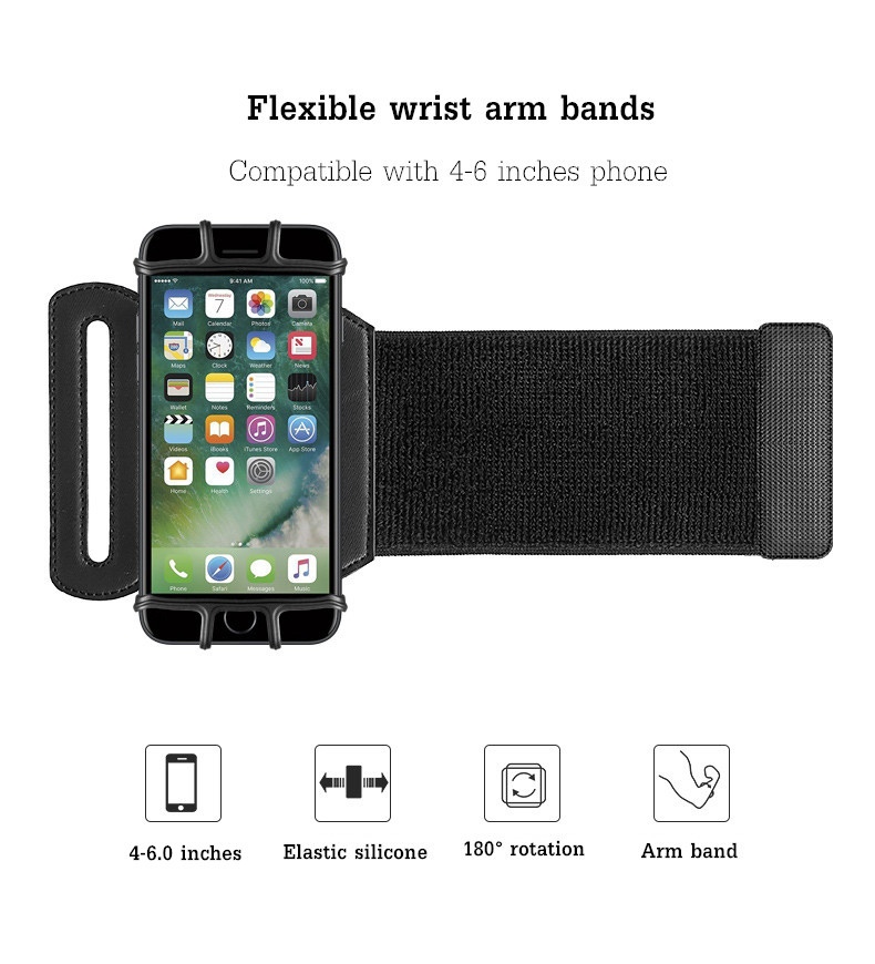 VUP 180° Rotation Sport Running Cycling Adjustable Wrist Arm Band Bag For 4-6 Inches Smartphone