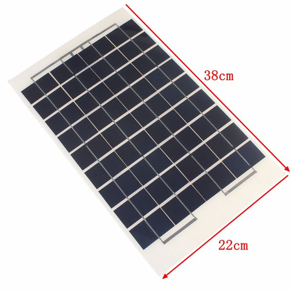 12V 10W 38 X 22 CM PolyCrystalline Transparent Epoxy Resin Solar Panel With Alligator Clip Wire 12