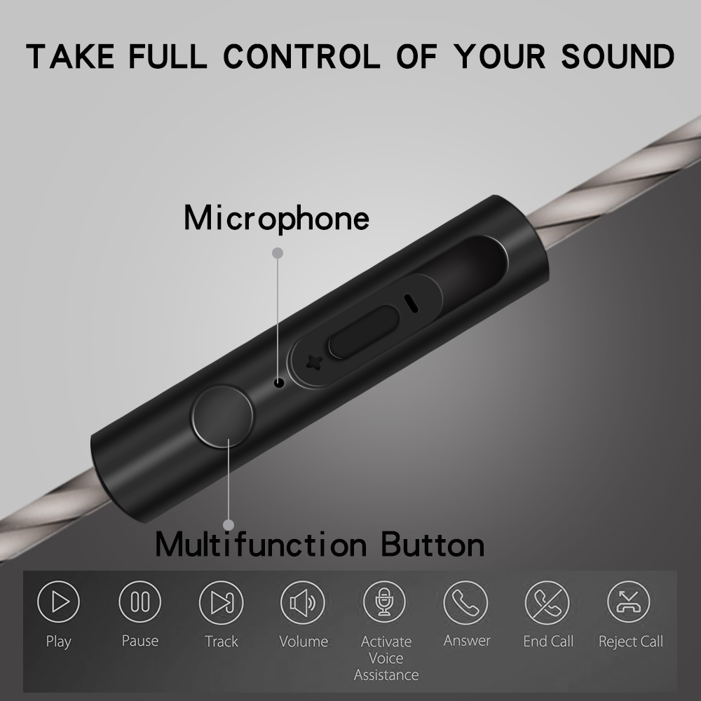 JIEX X300 3.5mm Wire-Control In-Ear Deep Bass Metal Earphone with Microphone 9