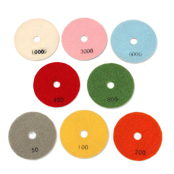 16pcs 4 Inch 50 to 10000 Grit Diamond Polishing Pads for Granite Stone Concrete Marble