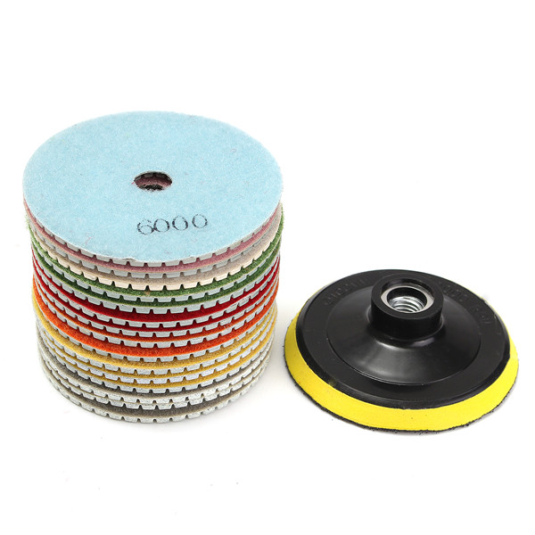 16pcs 4 Inch 50 to 10000 Grit Diamond Polishing Pads for Granite Stone Concrete Marble