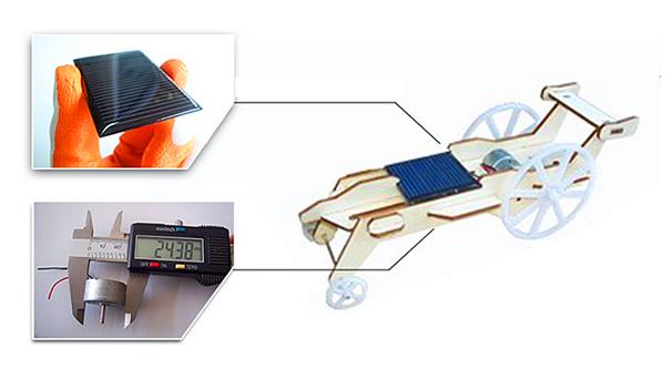 DIY Assembled Solar Wooden Toy Lunar Rover Car With Solar Plane & Motor 1