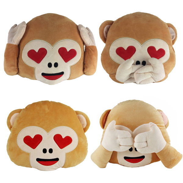 40cm Plush Lovely Emoji Monkey Throw Pillow
