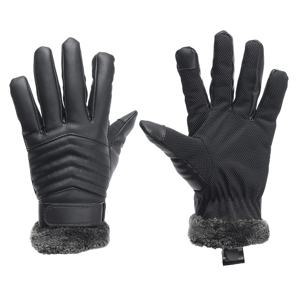 

Winter Men Driving Bike Anti Slip Gloves Thermal PU Leather Touch Screen Gloves