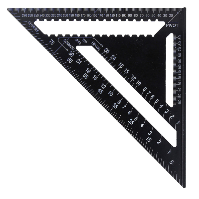 Raitool AR01 43X30X30cm Metric Aluminum Alloy Triangle Ruler Black Triangular Ruler 8