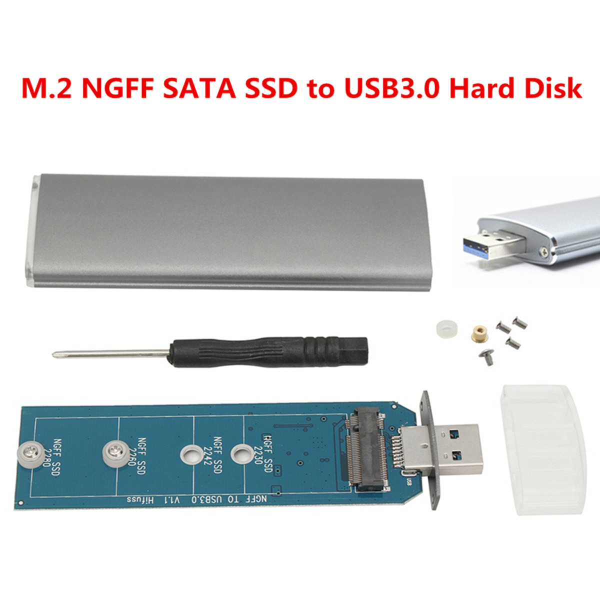 M.2 NGFF SSD SATA to USB 3.0 Converter Adapter External Enclosure Mobile SSD Case 9