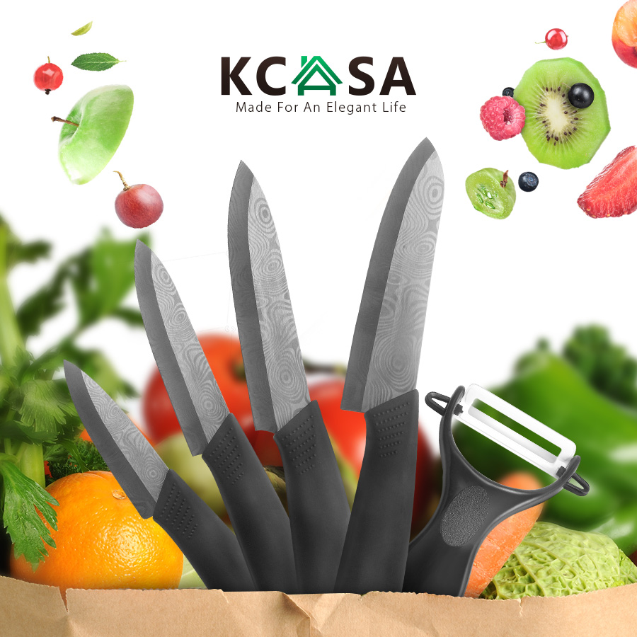 KCASA KC-KF5 5 шт черный клинок из циркониевой керамики Набор ножей Многофункциональный повар Slicer шелушильная машина 