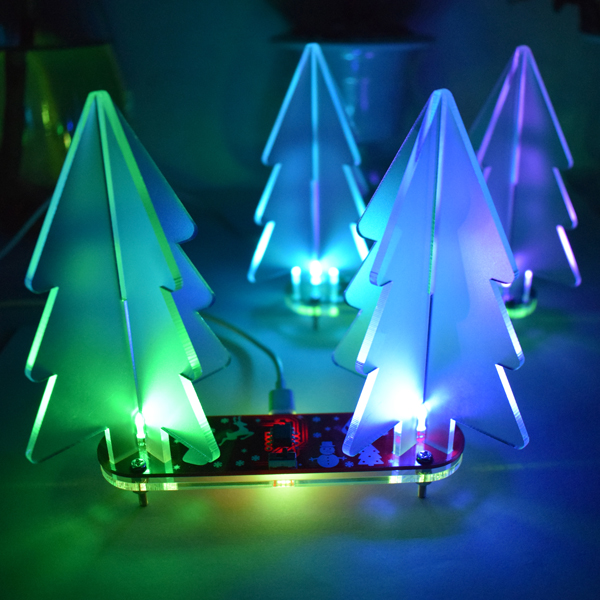 Geekcreit® DIY Full Color Changing LED Acrylic 3D Christmas Tree Electronic Learning Kit 44