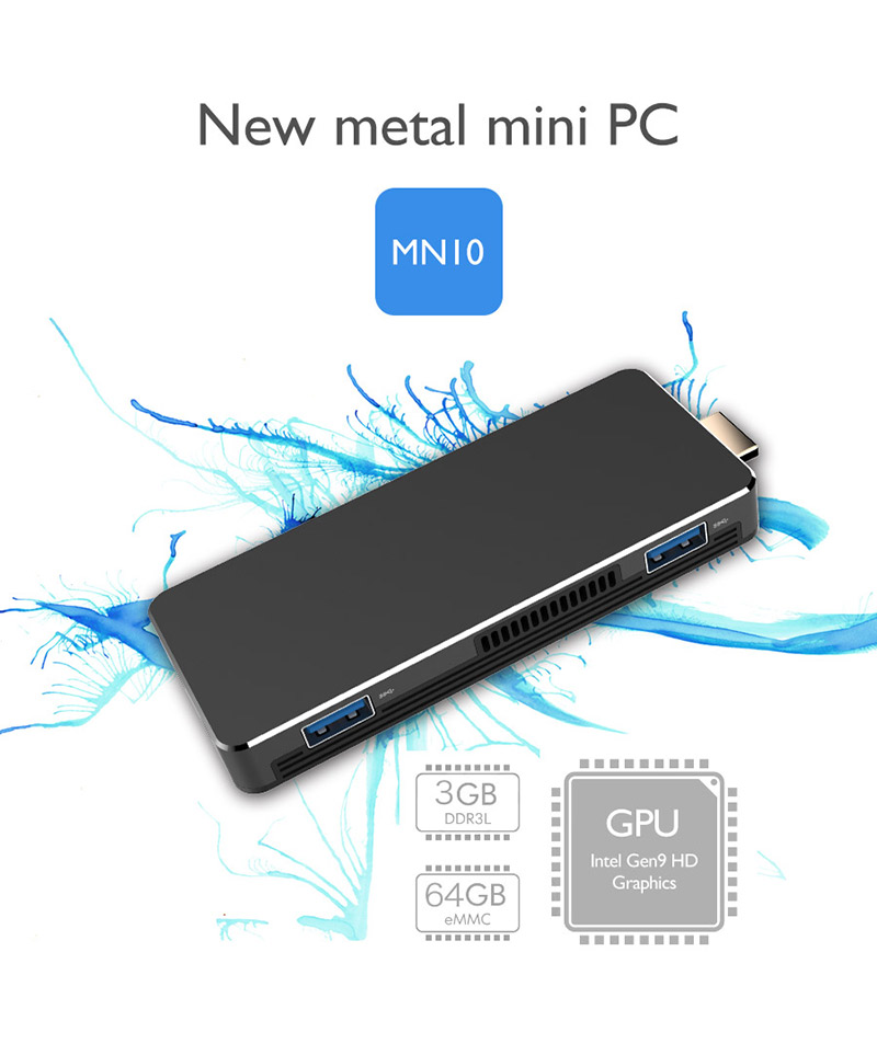 BBen MN10 Mini PC Genuine Activation Win10 Apollo Lake N3350 Dual-Core Processor 3GB Ram 64GB Emmc 96