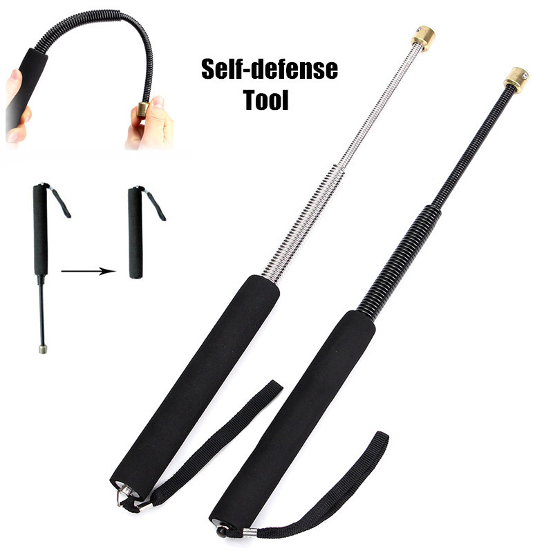 Retractable Defense Tool Security Stick Outdoor Tool 3 Sections Spring Stick 