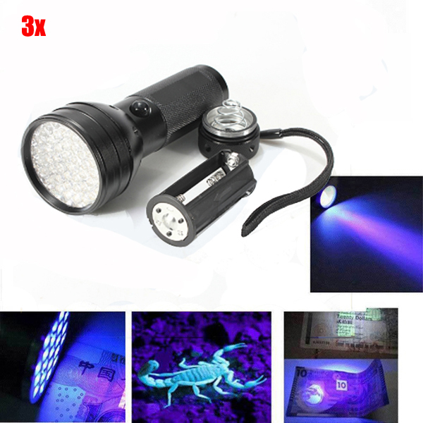 

3pcs 51LED UV Ultra Violet Light LED Flashlight Black 3xAA