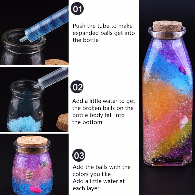 DIY Ocean In A Bottle Rainbow Bottle Expandable Water Balls Colorful Sea Bottle Grow In Water Toy - Photo: 3