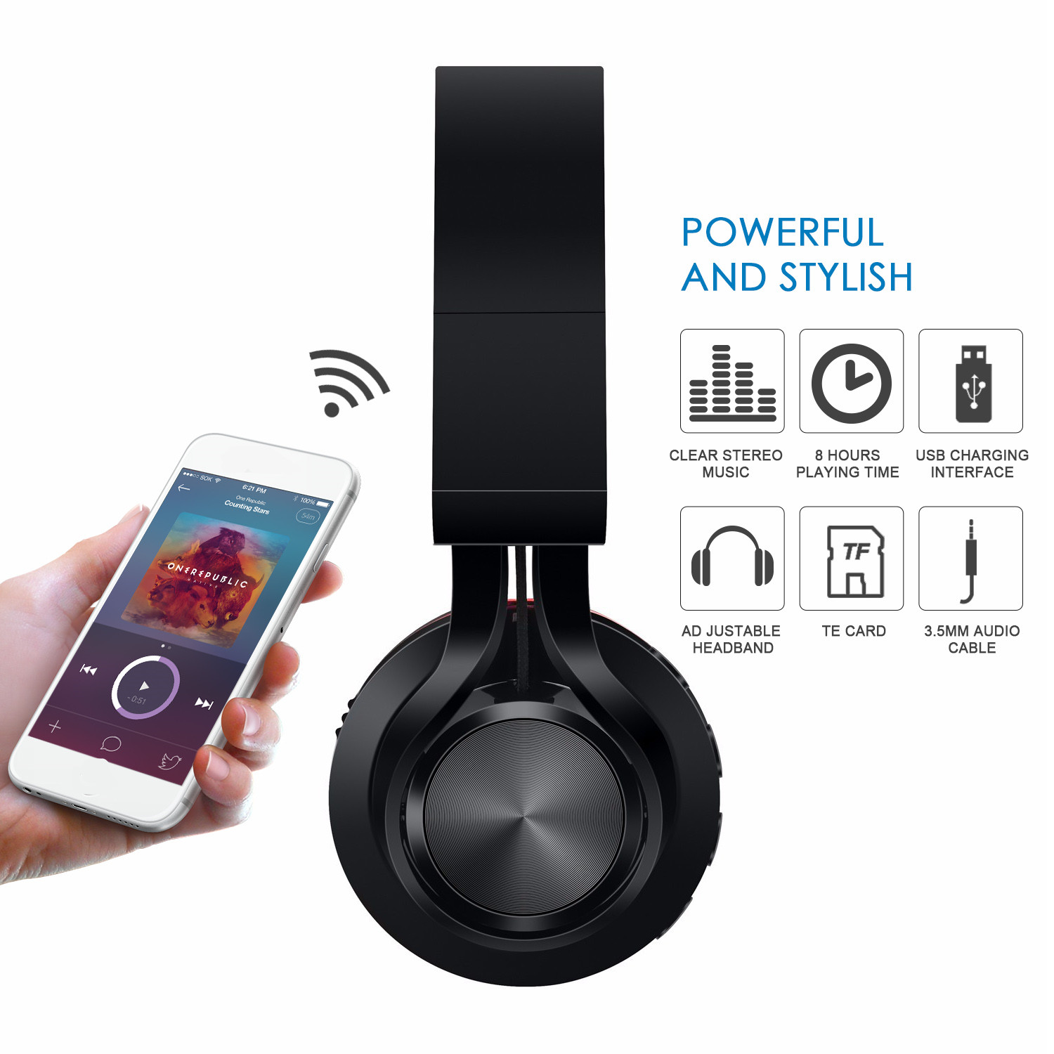 M.Way YS-BT9916 Fashion Bluetooth 4.0 Wireless Wired FM Radio Function Headphone 6