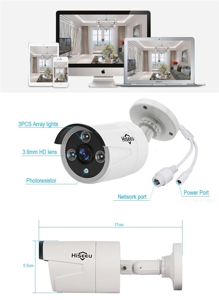 Hiseeu HB612 1080P 2.0MP POE Mini Bullet IP Camera ONVIF P2P IP66 Waterproof Outdoor IR CUT Night Vision Cam 11