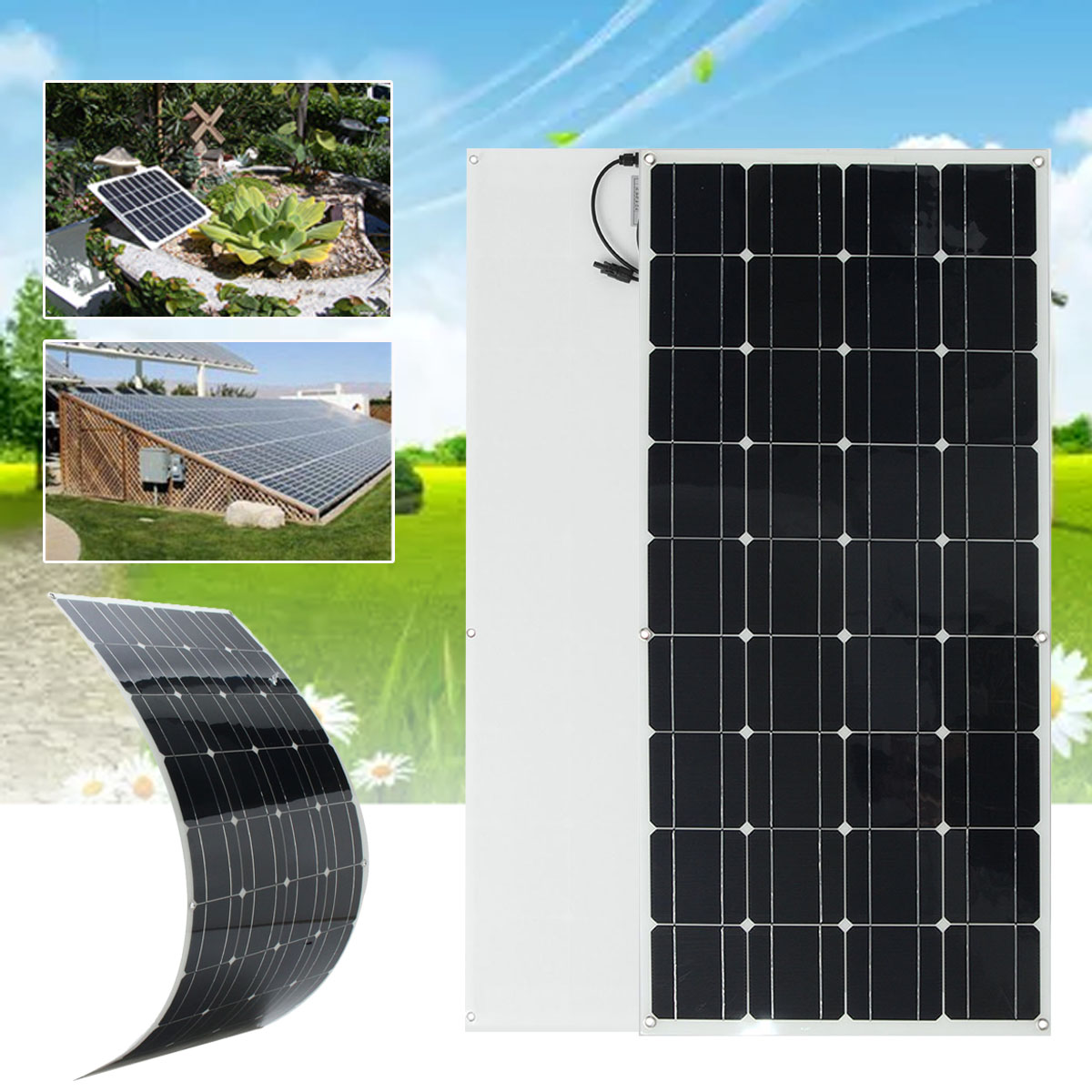 Elfeland® SP-36 120W 12V 1180*540mm Monocrystalline Semi Flexible Solar Panel With 1.5m Cable 6
