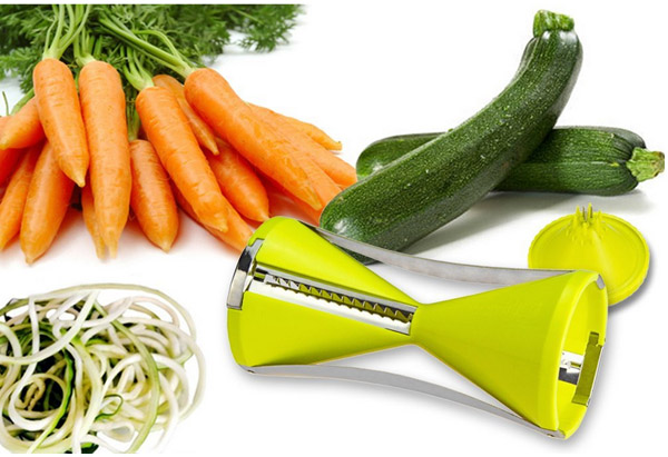 Vegetable Spiral Slicer Peeler Redesigned Handle 4 Blade Veggie Julienne Slicer Cutter
