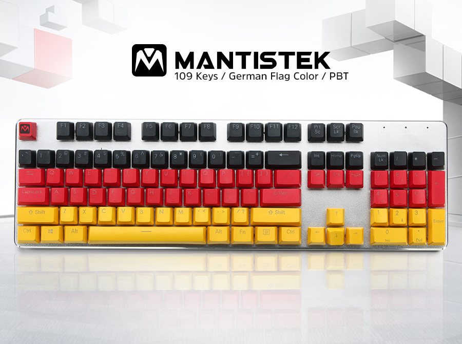 MantisTek® German Flag Color 109 Keycaps OEM Profile Double Shot Backlit PBT Key Caps 15