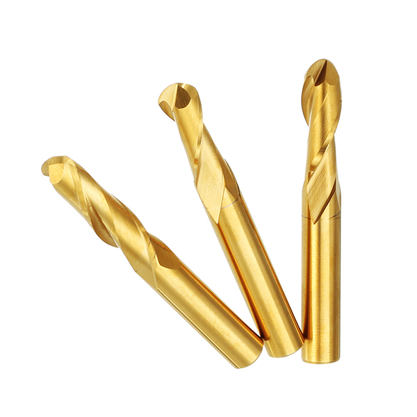 Drillpro 6mm Shank 2 Flutes Ball Nose End Mill Cutter 15/17/22mm Titanium Coated CNC Cutting Tool
