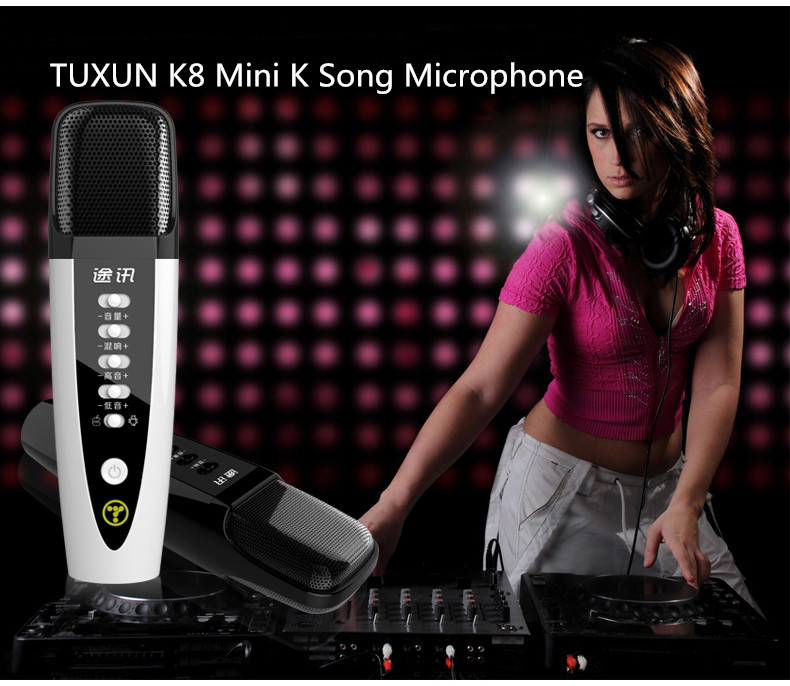TUXUN K8 Mini Microphone Handheld Portable Karaoke KTV Microphone K Song For iOS Android Windows