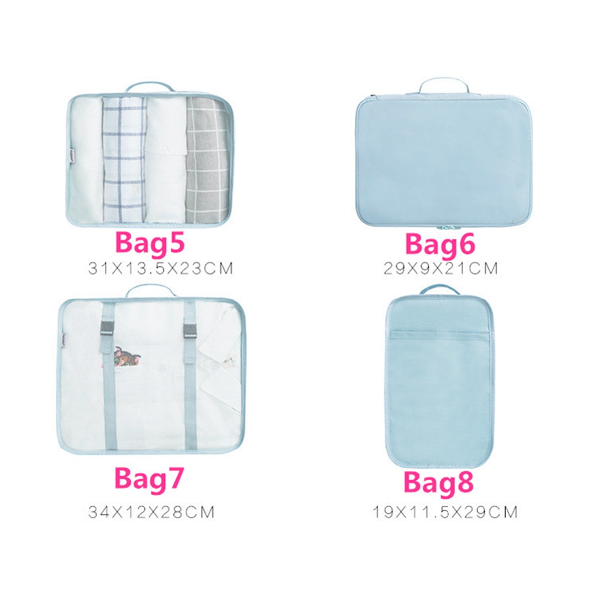 8PCS/Set Travel Luggage Organizer Storage Pouches Suitcase Packing Bags 15