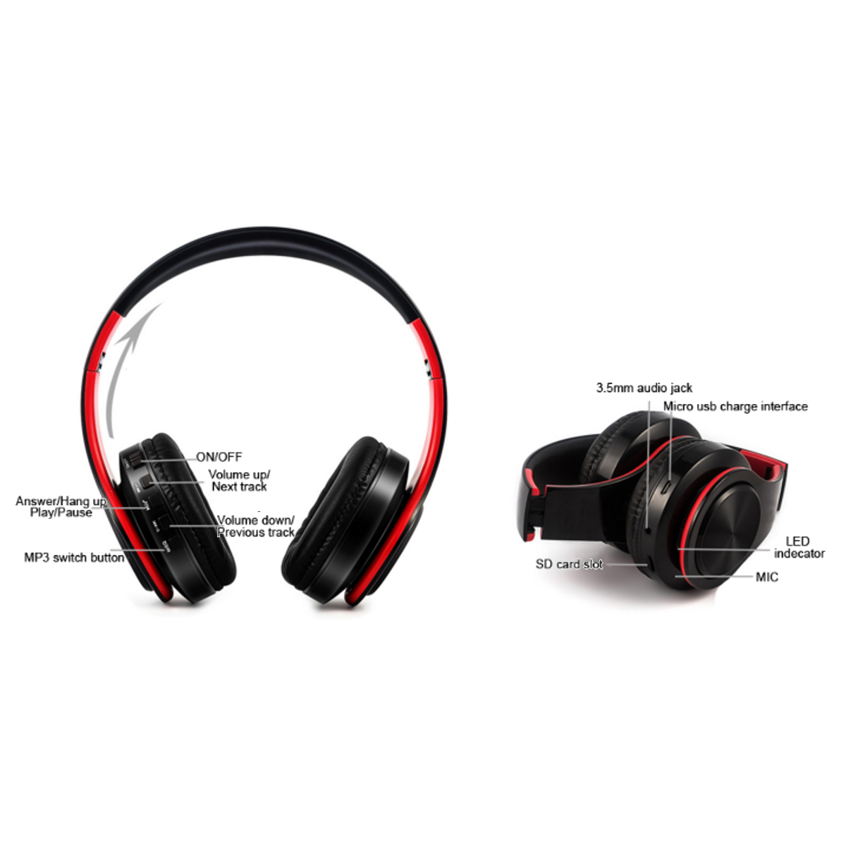 Foldable Colorfoul Bluetooth 4.0 Wireless Stereo Headphone with MIC 18