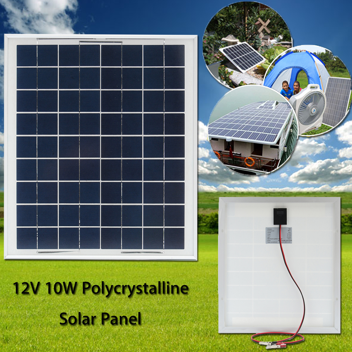 12V 10W Aluminum Alloy Frame Polycrystalline Solar Panel With Junction Box 10