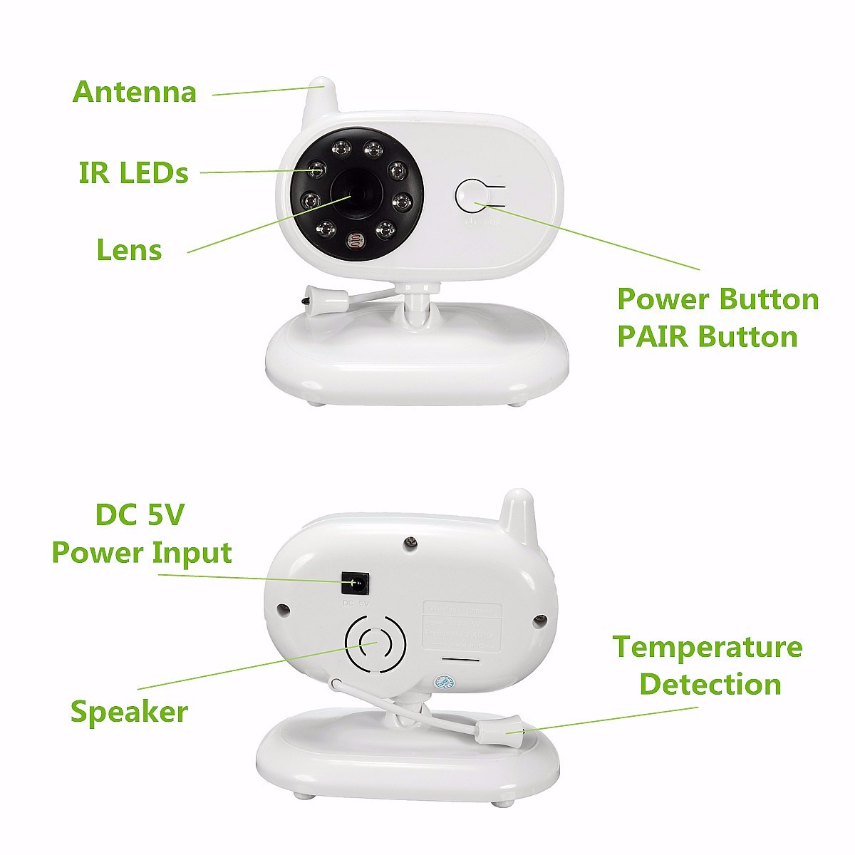 2.4G Wireless Digital 3.5 inch LCD Baby Monitor Camera Audio Talk Video Night Vision 15