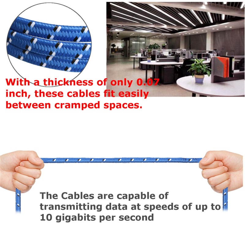 1~10M Durable Strong CAT-7 CAT7 RJ45 10Gbps Ethernet Flat Cable LAN Network Cord Networking Cable 8