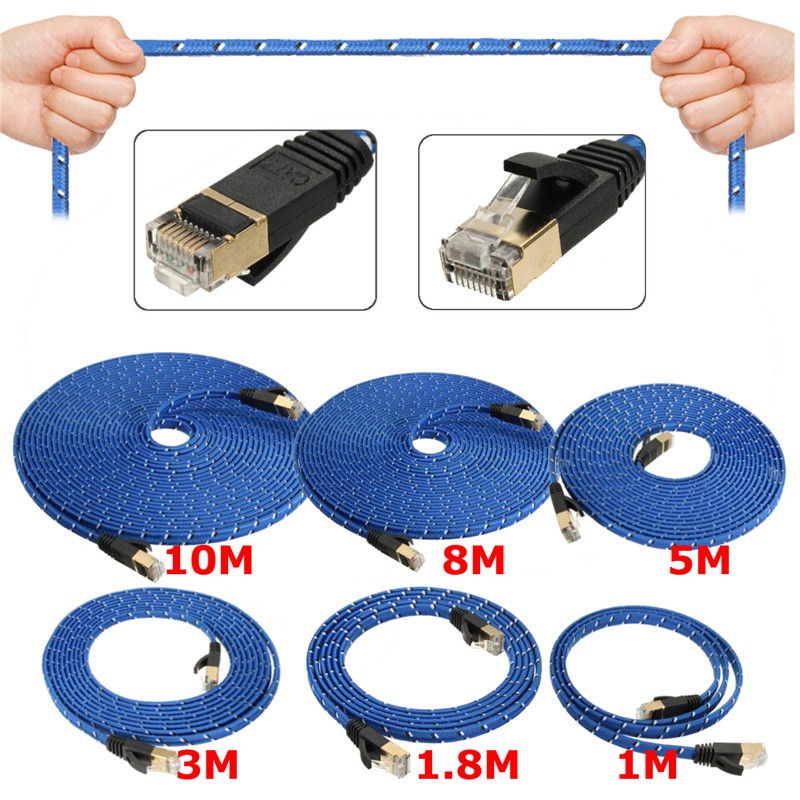 1~10M Durable Strong CAT-7 CAT7 RJ45 10Gbps Ethernet Flat Cable LAN Network Cord Networking Cable 34